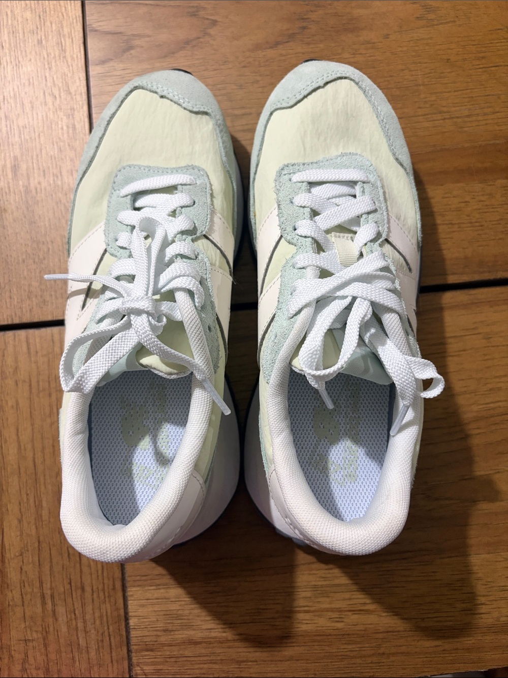 New Balance Women's Light Green and White Sneakers - Picture 3 of 4